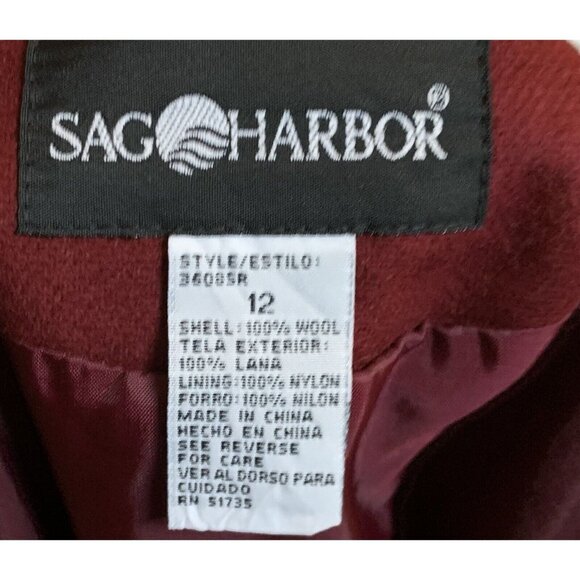Vintage Wool Dress Size 12 Zip Front Shift Dress Lined Maroon Red NEW Sag Harbor - Picture 3 of 4